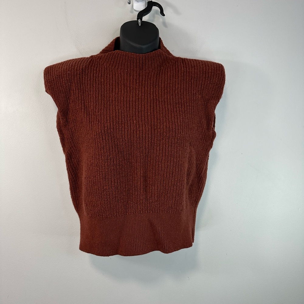 Babaton Red Wool Mock Neck Structured Sweater Ves… - image 1
